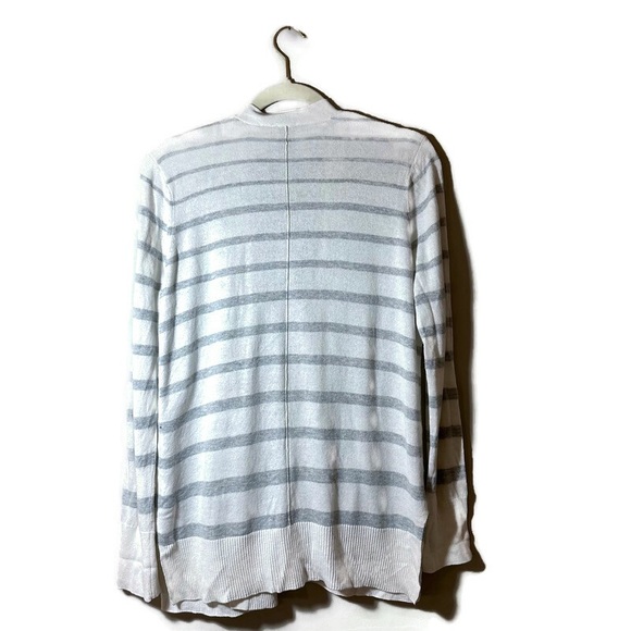 Gap White and Gray Striped Open Front Cardigan Size Medium - Picture 2 of 7